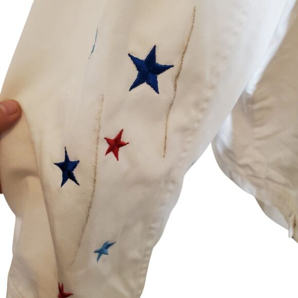 Embroidered Denim Jacket Embellished Beaded USA Angel Graphic Jacket Sz 2X - Picture 2 of 7